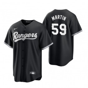 Texas Rangers Brett Martin Nike Black White 2021 All Black Fashion Replica Jersey