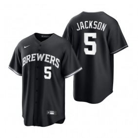 Men's Milwaukee Brewers Alex Jackson Black White Replica Official Jersey