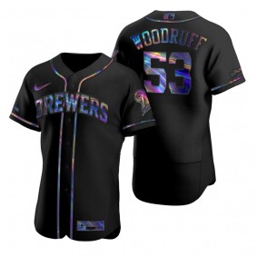 Milwaukee Brewers Brandon Woodruff Nike Black Authentic Holographic Golden Edition Jersey
