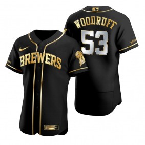 Milwaukee Brewers Brandon Woodruff Nike Black Gold Edition Authentic Jersey