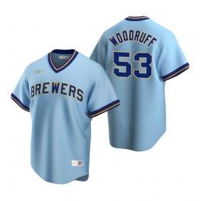 Milwaukee Brewers Brandon Woodruff Nike Powder Blue Cooperstown Collection Road Jersey