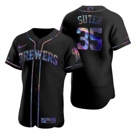 Milwaukee Brewers Brent Suter Nike Black Authentic Holographic Golden Edition Jersey