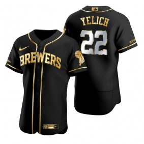 Milwaukee Brewers Christian Yelich Nike Black Gold Edition Authentic Jersey