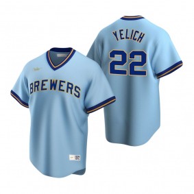 Milwaukee Brewers Christian Yelich Nike Powder Blue Cooperstown Collection Road Jersey