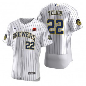Milwaukee Brewers Christian Yelich White 2021 Memorial Day Authentic Jersey