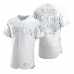 Christian Yelich Milwaukee Brewers White Award Collection NL MVP Jersey