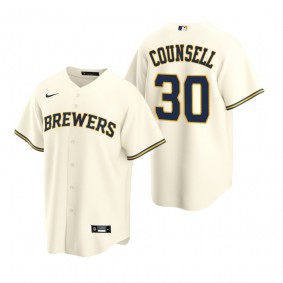 Milwaukee Brewers Craig Counsell Nike Cream Retired Player Replica Jersey