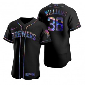 Milwaukee Brewers Devin Williams Nike Black Authentic Holographic Golden Edition Jersey