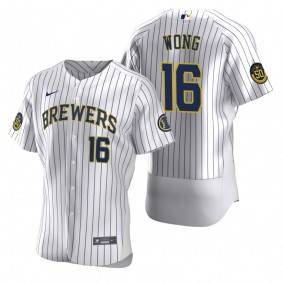 Men's Milwaukee Brewers Kolten Wong Nike White Authentic Home Jersey