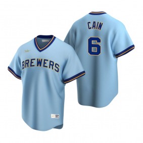 Milwaukee Brewers Lorenzo Cain Nike Powder Blue Cooperstown Collection Road Jersey