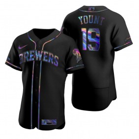 Milwaukee Brewers Robin Yount Nike Black Authentic Holographic Golden Edition Jersey