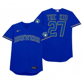 Milwaukee Brewers Willy Adames The Kid Royal 2021 Players' Weekend Nickname Jersey