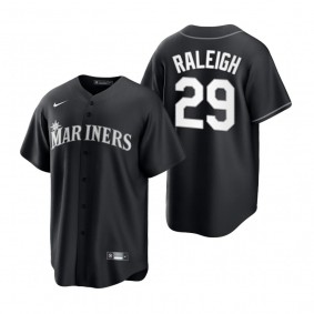 Seattle Mariners Cal Raleigh Nike Black White Replica Official Jersey