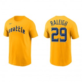 Cal Raleigh Seattle Mariners Gold 2023 City Connect Wordmark T-Shirt