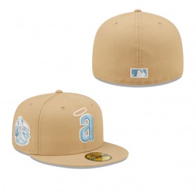 Men's California Angels Tan 35th Anniversary Sky Blue Undervisor 59FIFTY Fitted Hat
