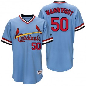 Male St. Louis Cardinals Adam Wainwright #50 Light Blue Turn Back the Clock Jersey