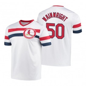 St. Louis Cardinals Adam Wainwright White Cooperstown Collection V-Neck Jersey
