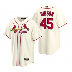 Men's St. Louis Cardinals Bob Gibson Nike Cream Replica Alternate Jersey