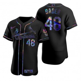 St. Louis Cardinals Harrison Bader Nike Black Authentic Holographic Golden Edition Jersey