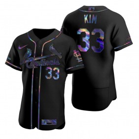 St. Louis Cardinals Kwang-hyun Kim Nike Black Authentic Holographic Golden Edition Jersey