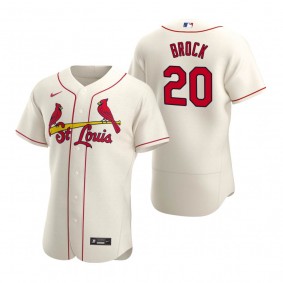 Men's St. Louis Cardinals Lou Brock Nike Cream Authentic 2020 Alternate Jersey