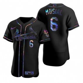 St. Louis Cardinals Stan Musial Nike Black Authentic Holographic Golden Edition Jersey