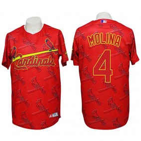 Male St. Louis Cardinals #4 Yadier Molina Conventional 3D Fashion Red Jersey