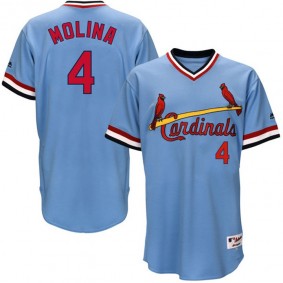 Male St. Louis Cardinals Yadier Molina #4 Light Blue Turn Back the Clock Jersey