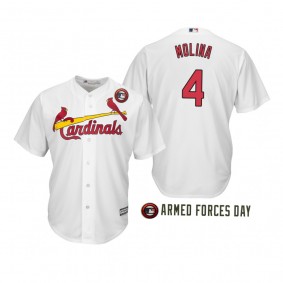 2019 Armed Forces Day Yadier Molina St. Louis Cardinals White Jersey