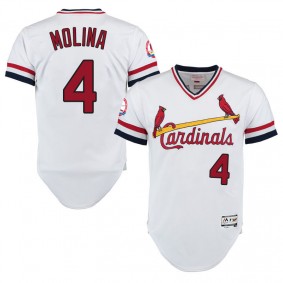 Male St. Louis Cardinals Yadier Molina #4 White Throwback Collection Flexbase Jersey