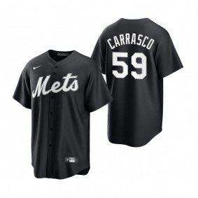New York Mets Carlos Carrasco Nike Black White 2021 All Black Fashion Replica Jersey