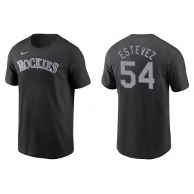 Men's Colorado Rockies Carlos Estevez Black Name & Number T-Shirt