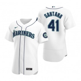 Men's Seattle Mariners Carlos Santana White Authentic Home Jersey