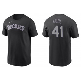 Men's Colorado Rockies Chad Kuhl Black Name & Number T-Shirt
