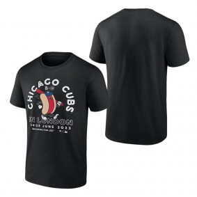 Men's Chicago Cubs Black 2023 MLB World Tour London Series City Dog T-Shirt