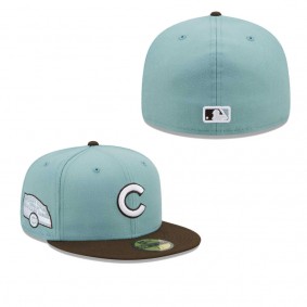 Men's Chicago Cubs Light Blue Brown Beach Kiss 59FIFTY Fitted Hat
