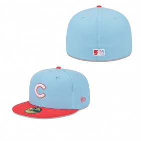 Men's Chicago Cubs Light Blue Red Spring Color Two-Tone 59FIFTY Fitted Hat