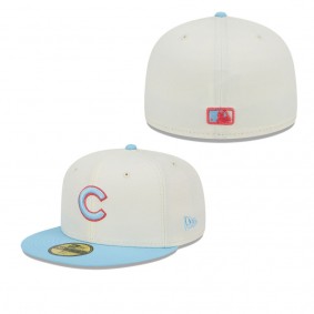 Men's Chicago Cubs White Light Blue Spring Color Two-Tone 59FIFTY Fitted Hat