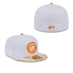 Men's Chicago Cubs White Orange Flamingo 59FIFTY Fitted Hat