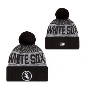Men's Chicago White Sox Black Authentic Collection Sport Cuffed Knit Hat with Pom