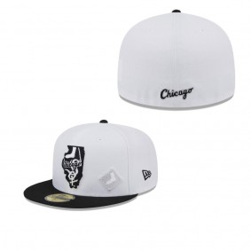 Men's Chicago White Sox White Black State 59FIFTY Fitted Hat