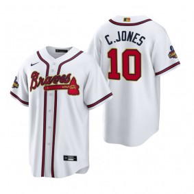 Chipper Jones Atlanta Braves White 2022 Gold Program Replica Jersey