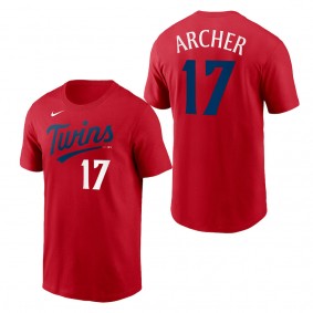 Chris Archer Minnesota Twins Red 2023 Wordmark T-Shirt