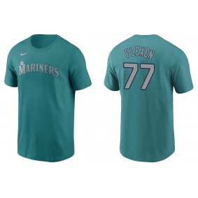 Men's Seattle Mariners Chris Flexen Aqua Name & Number T-Shirt