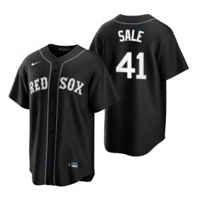Boston Red Sox Chris Sale Nike Black White 2021 All Black Fashion Replica Jersey
