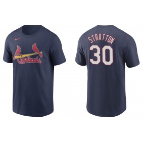 Men's St. Louis Cardinals Chris Stratton Navy Name & Number T-Shirt