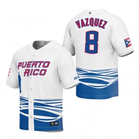 Christian Vazquez Men's Puerto Rico Baseball White 2023 World Baseball Classic Replica Jersey