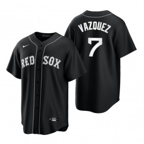 Boston Red Sox Christian Vazquez Nike Black White 2021 All Black Fashion Replica Jersey