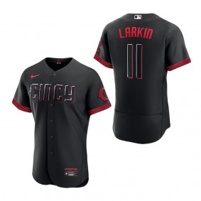 Men's Cincinnati Reds Barry Larkin Nike Black 2023 City Connect Authentic Player Jersey
