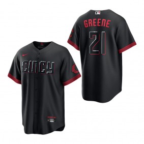 Men's Cincinnati Reds Hunter Greene Nike Black 2023 City Connect Replica Player Jersey